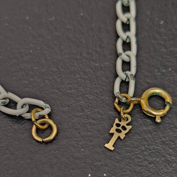 VintageTrifari White Enamel Chain and Pendant Cross Necklace - Picture 6 of 10